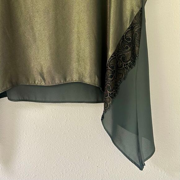 Chico’s asymmetric metallic olive green tunic holiday party Whimsigoth fairy XL - Picture 5 of 13